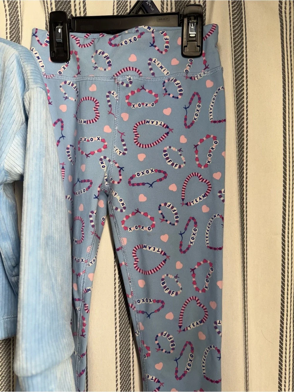 Kids Light Blue Candy Cane Print Leggings